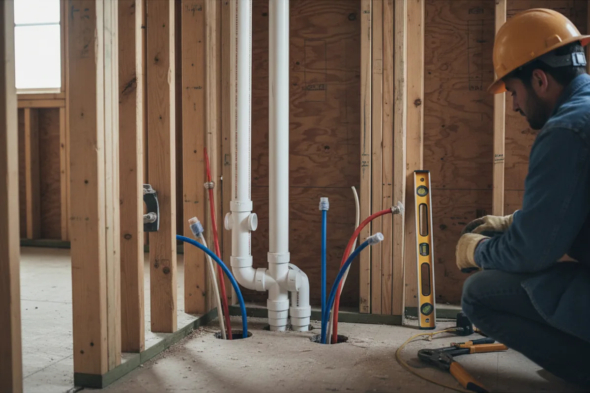 Drain and supply rough-in during Leak Detection in Sandy Creek