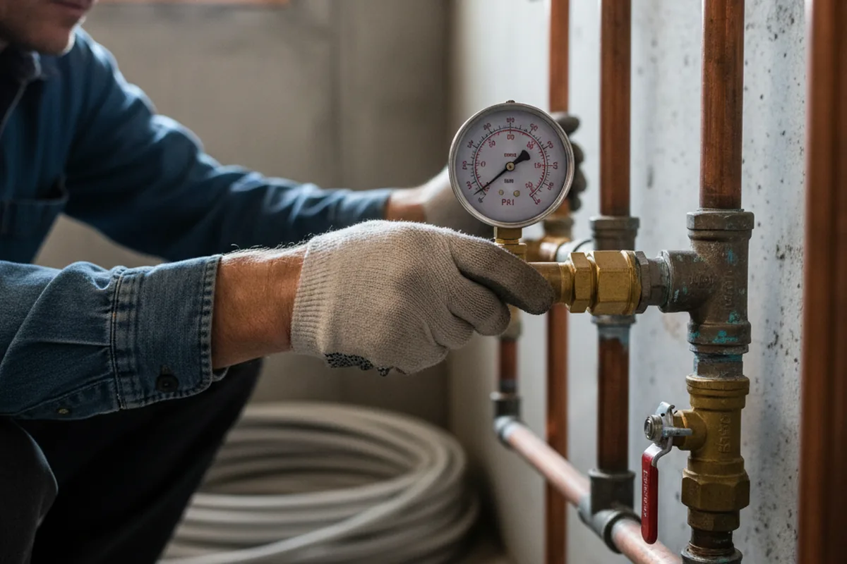Pressure testing a repaired line during Water Line Repair in Sandy Creek